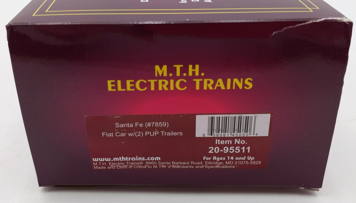 MTH 20-95511 O Santa Fe Big Red Soda Flatcar with 2 PUP Trailers