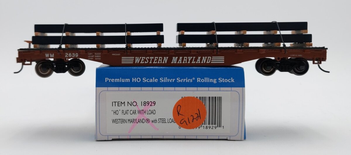 Bachmann 18929 HO Western Maryland 50' Flatcar w/Steel Beam Load