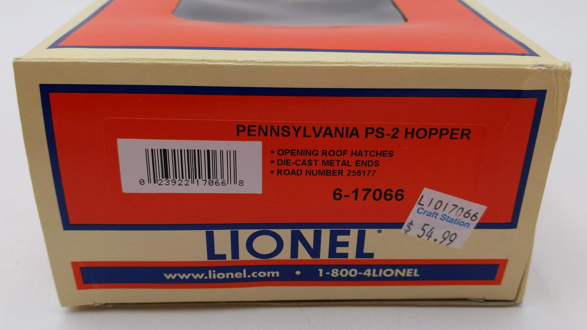 Lionel 6-17066 O Gauge Pennsylvania PS-2 2-Bay Covered Hopper #256177 LN/Box