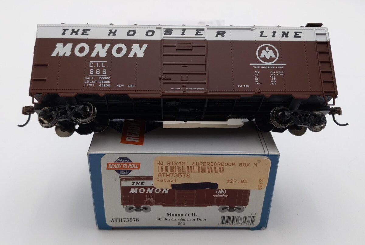Athearn 73578 HO Monon/CIL 40' Superior Door Box Ready-To-Run #866