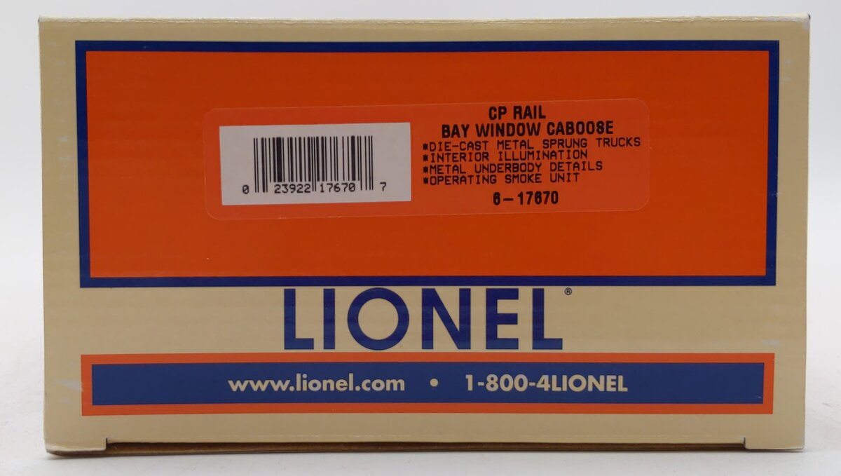 Lionel 6-17670 O Gauge CP Rail Bay Window Caboose #437265