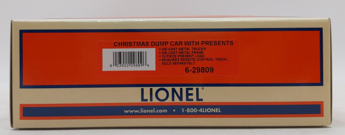 Lionel 6-29809 O Christmas Operating Dump Car LN/Box