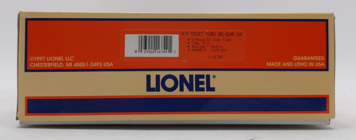 Lionel 6-16749 O Gauge Midget Mines Operating Ore Dump Car #3479