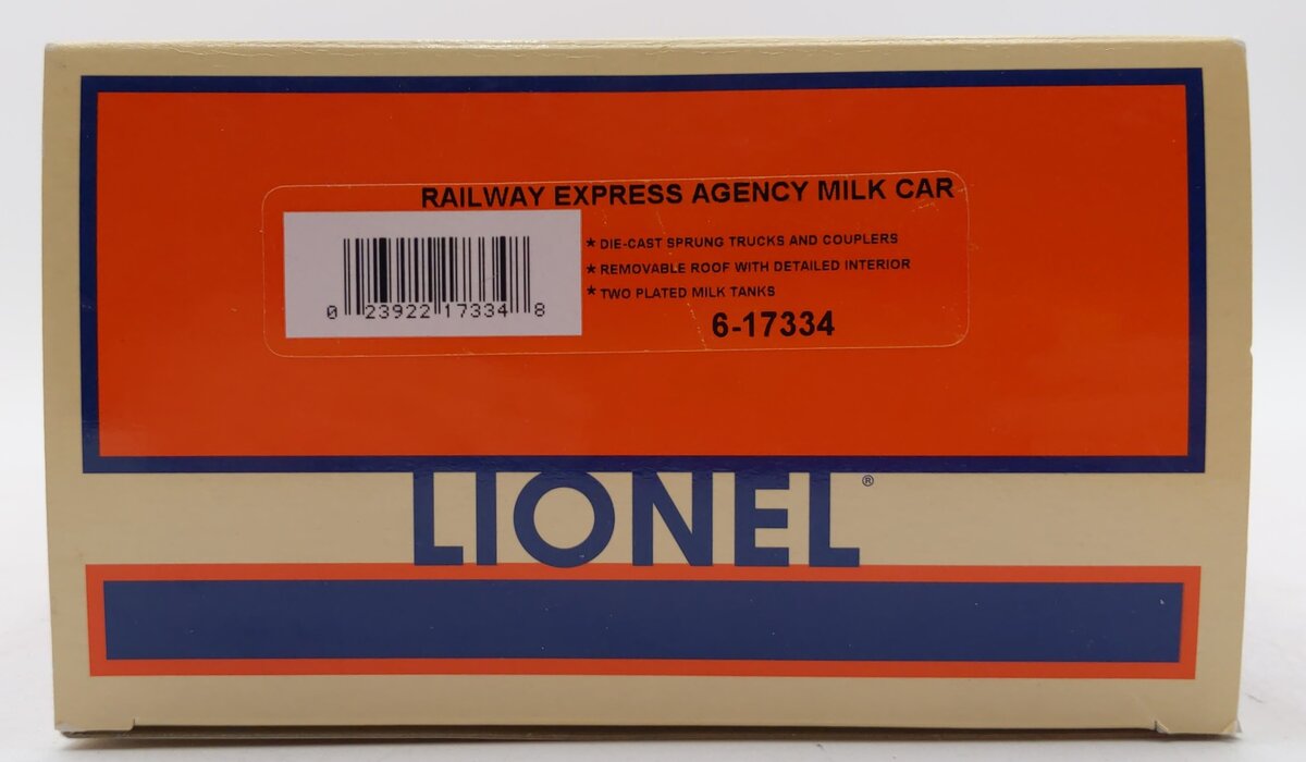 Lionel 6-17334 O Gauge Railway Express Agency General American Milk Car #1741 LN/Box