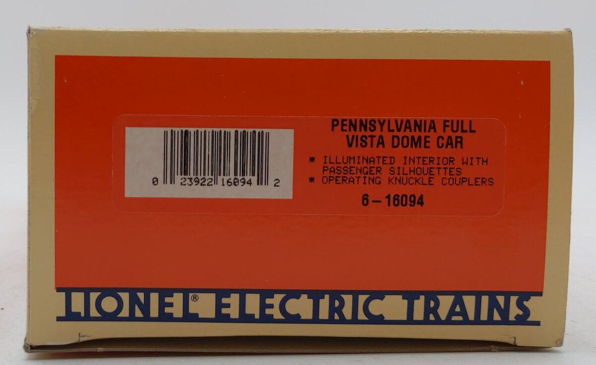 Lionel 6-16094 O Gauge Pennsylvania Full Vista Dome Car LN/Box