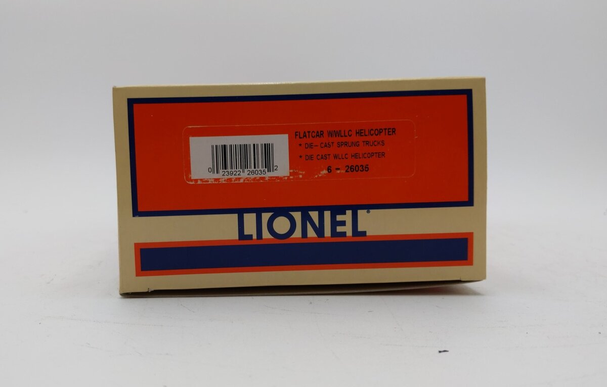 Lionel 6-26035 O Gauge Lionel Lines Flat Car W/Helicopter NIB