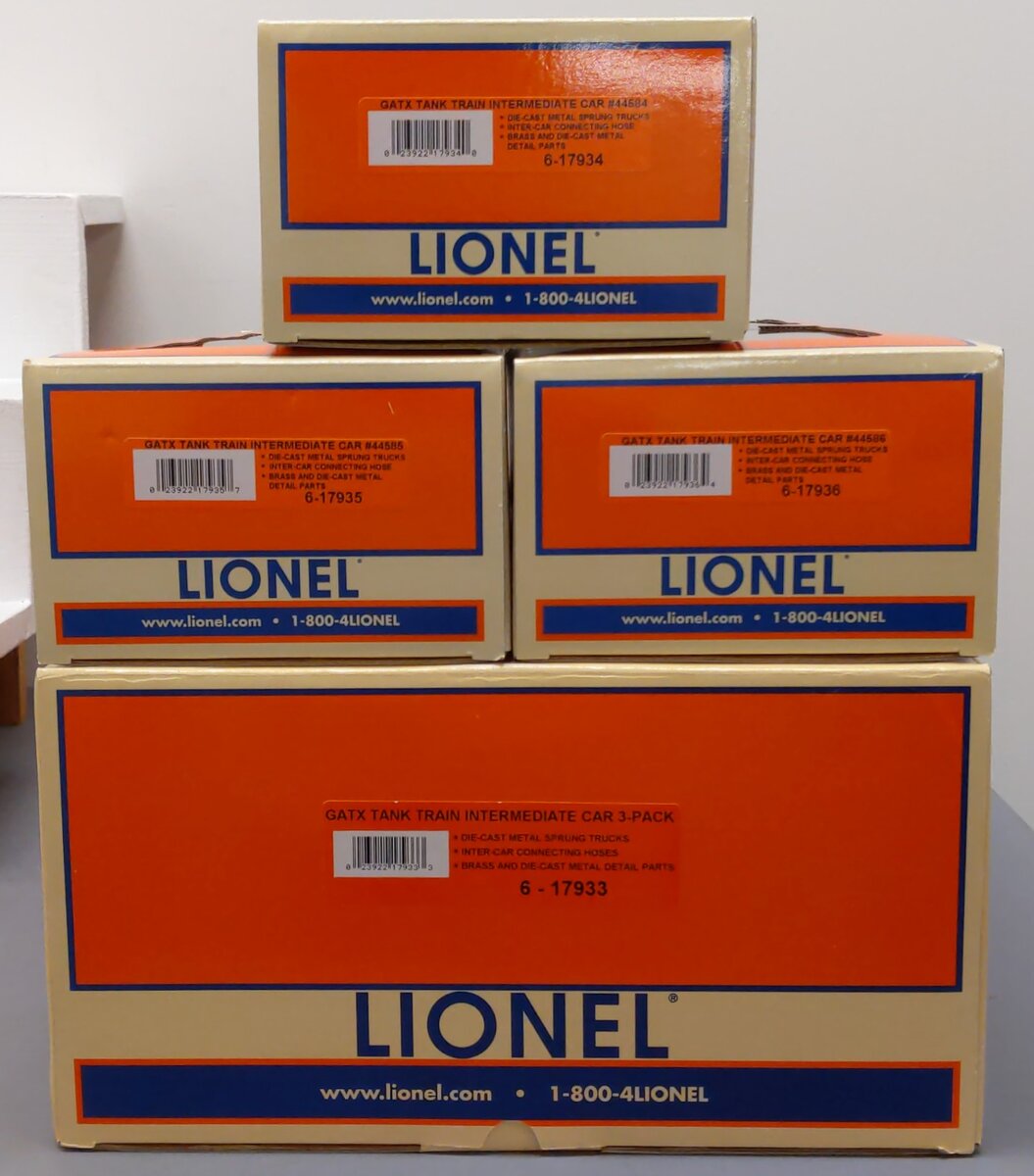 Lionel 6-17933 GATX Tank Train Intermediate (Set of 3) LN/Box