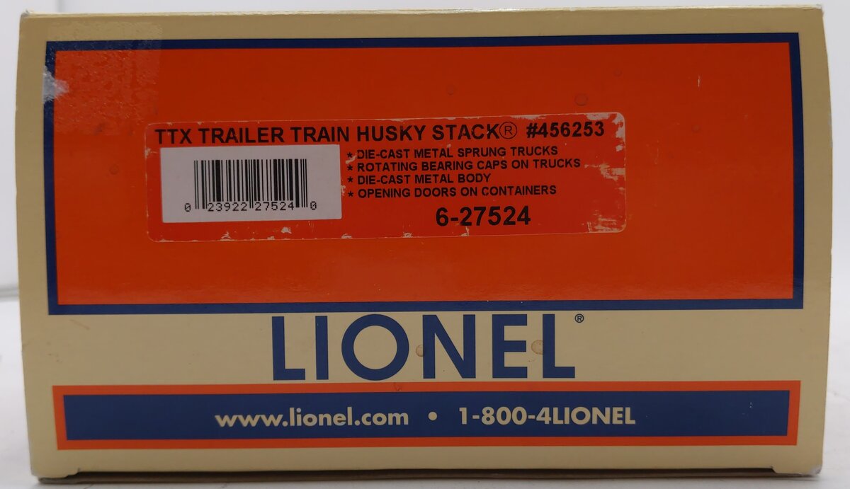 Lionel 6-27524 O Gauge TTX Husky Stack Flatcar #456253 EX/Box