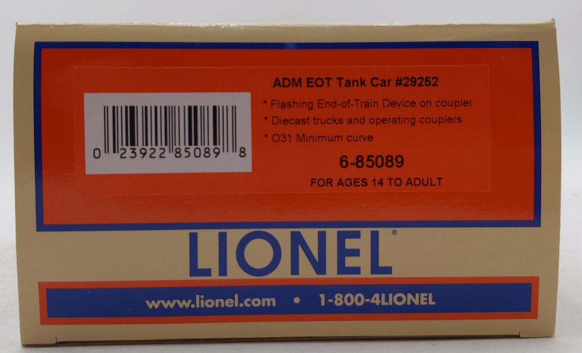 Lionel 6-85089 O ADM 30K Tank Car with End of Train Device #29252