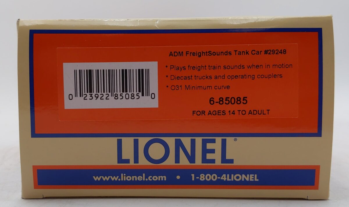 Lionel 6-85085 O ADM 30K Tank Car with Freight Sounds #29248