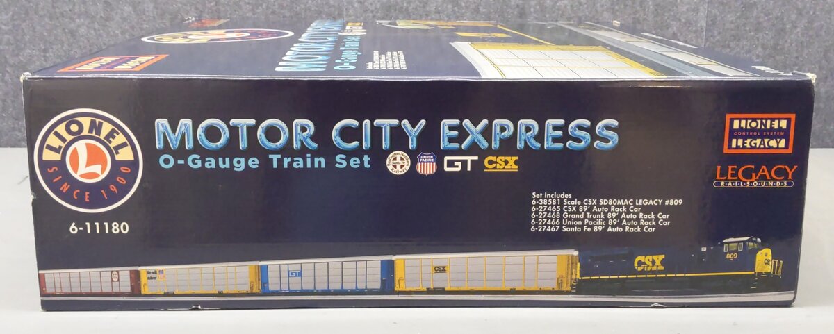 Lionel 6-11180 O CSX Modern SD80MAC Auto Carrier Diesel Train Set #809