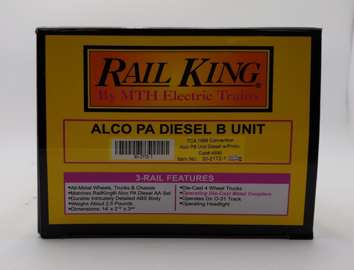 MTH 30-2172-1 TCA 1999 Alco PB B Unit Non-Powered Diesel Engine NIB