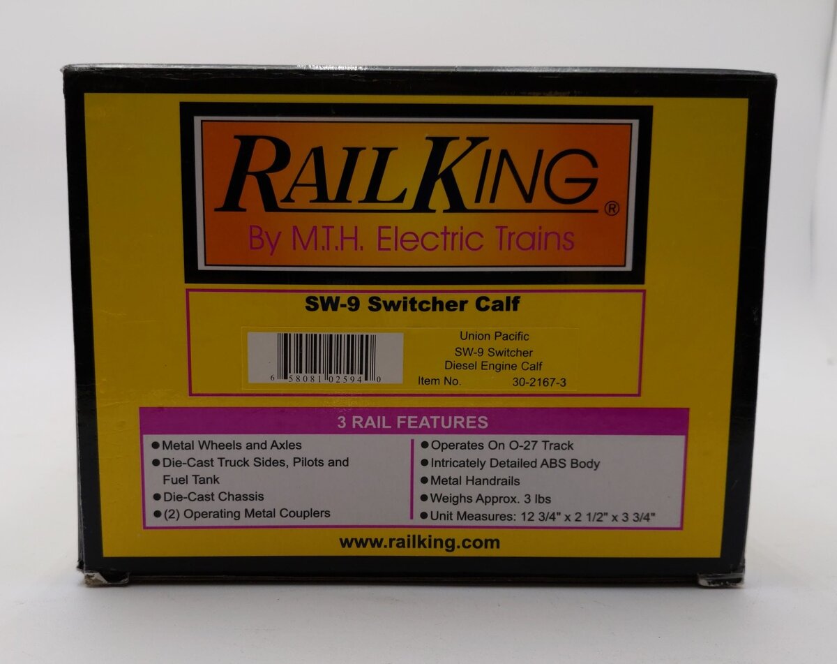 MTH 30-2167-3 Union Pacific SW-9 Calf Non-Powered Diesel Switcher EX/Box