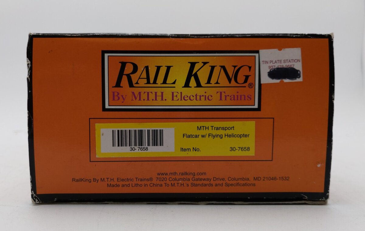 MTH 30-7658 O Gauge MTH Flatcar w Operating Helicopter LN/Box