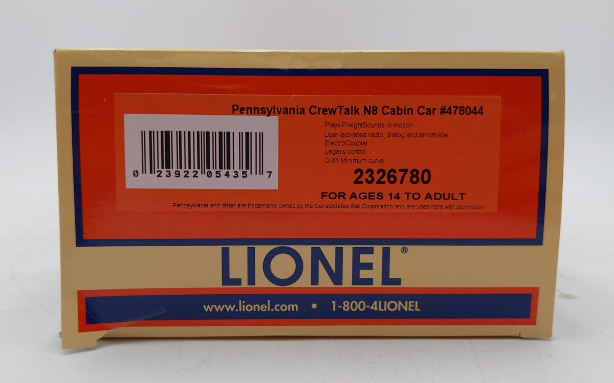 Lionel 2326780 O Pennsylvania N8 Vision Caboose with Railsounds #478044