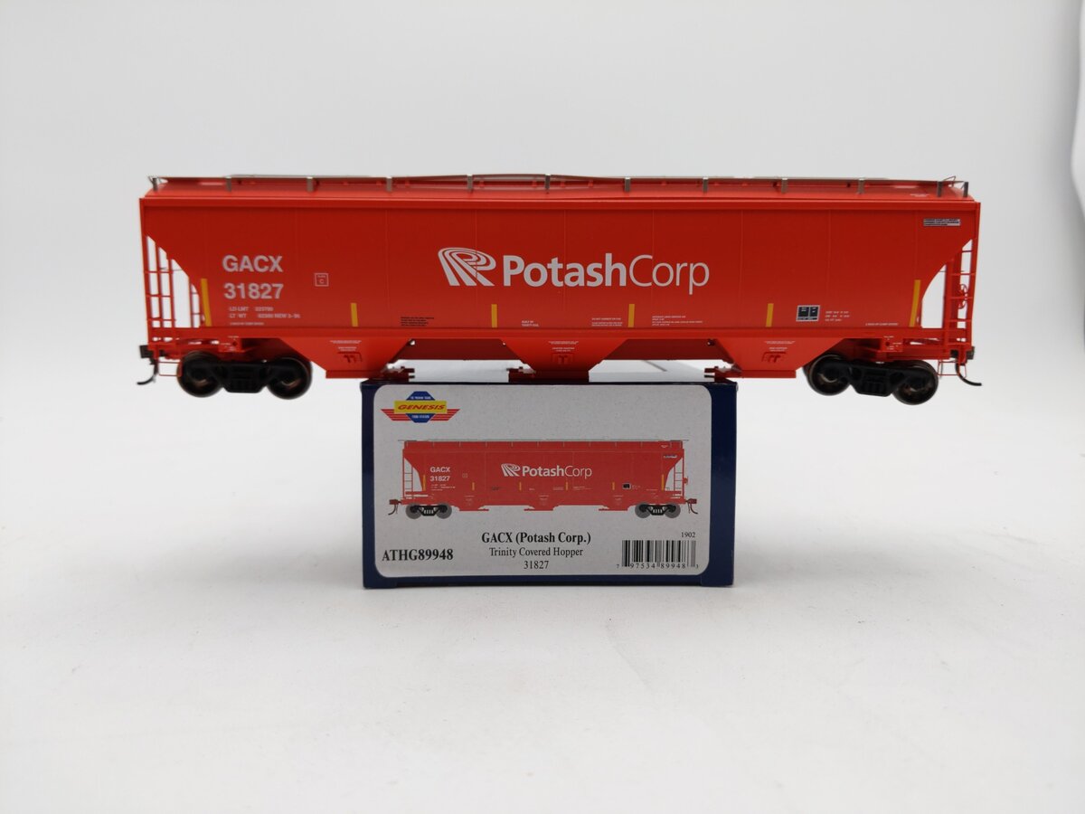Athearn G89948 HO GACX "PotashCorp" Trinity 3-Bay Hopper Car #31827