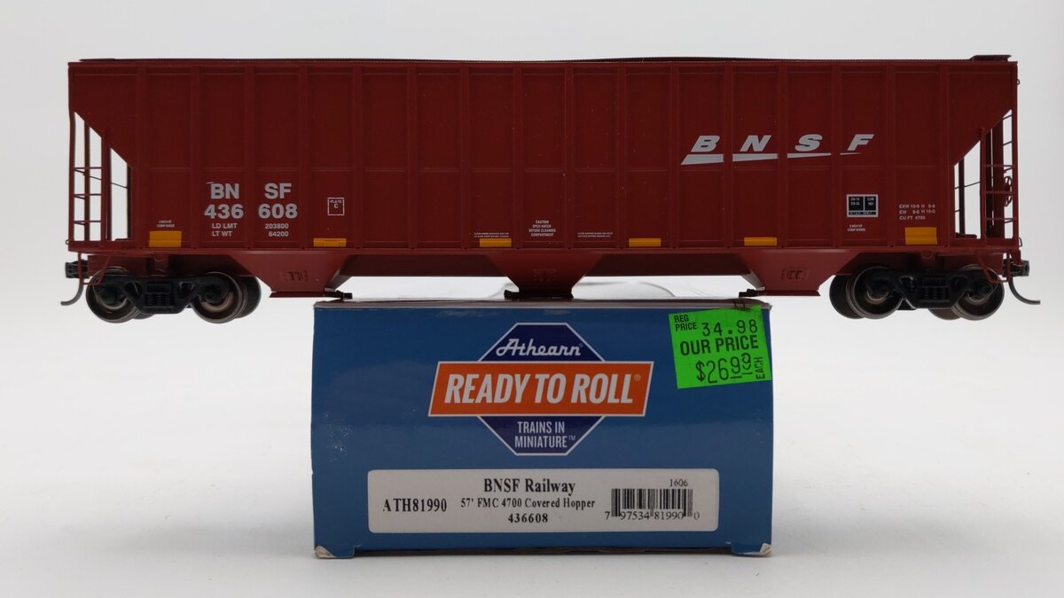 Athearn 81990 HO Burlington Northern Santa Fe FMC 4700 Covered Hopper #436608