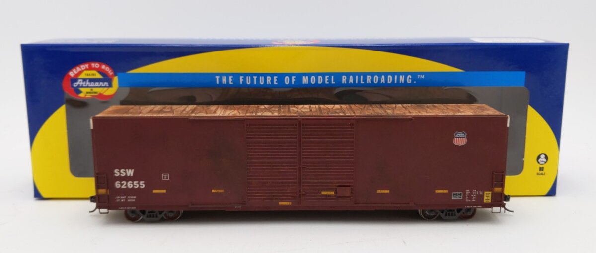 Athearn 87181 HO Union Pacific FMC 60' DD Hi-Cube Box #62655 (Custom Weathered)