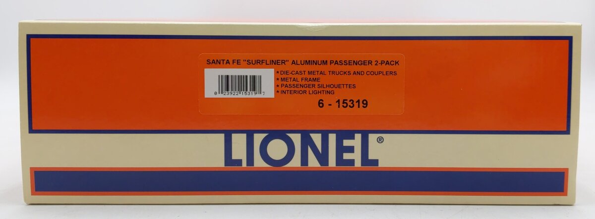 Lionel 6-15319 O Gauge Santa Fe Surfliner Passenger (Set of 2) NIB