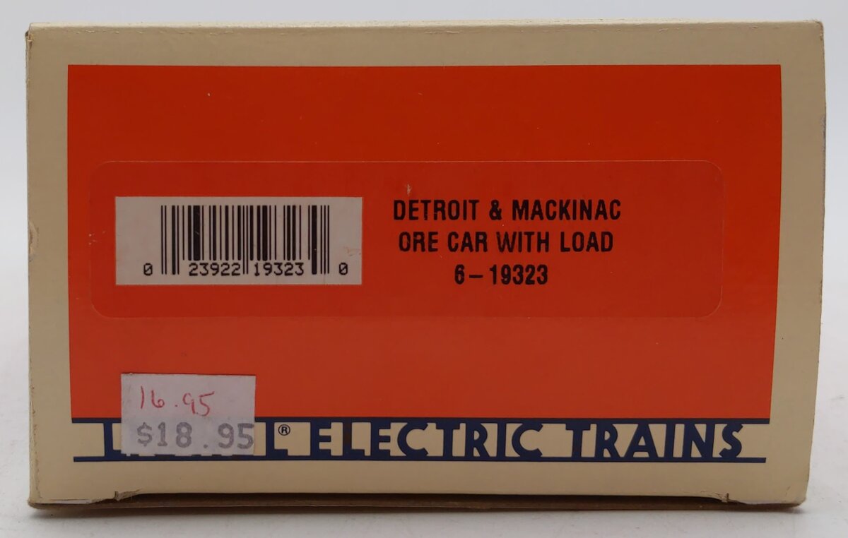 Lionel 6-19323 O Gauge Detroit & Mackinac Ore Car with Ore Load EX/Box