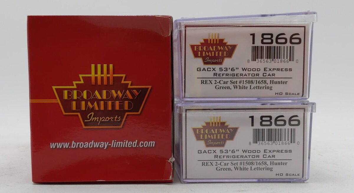 Broadway Limited 1866 HO REA GACX 53'6" Wood Reefer #1508,1658 (Pack of 2)