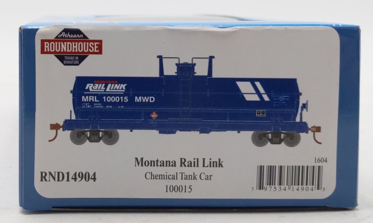 Roundhouse 14904 HO Montana Rail Link Chemical Tank Car #100015