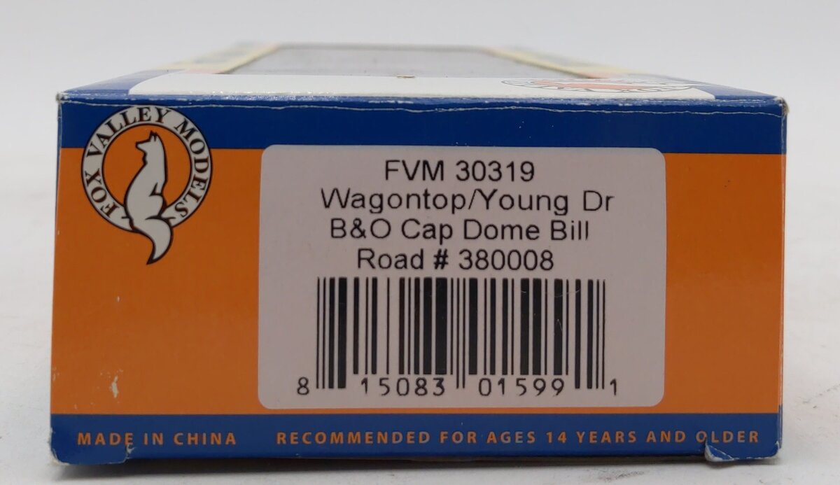 Fox Valley Models 30319 B&O Wagontop "Cap Dome Bill" Boxcar #380008