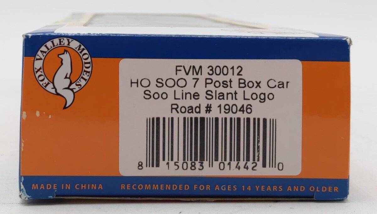 Fox Valley Models 30012 HO Scale SOO Slant Logo 7 Post Box Car #19046