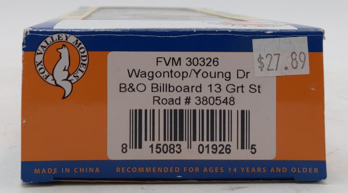 Fox Valley Models 30326 HO Baltimore & Ohio Boxcar #380548