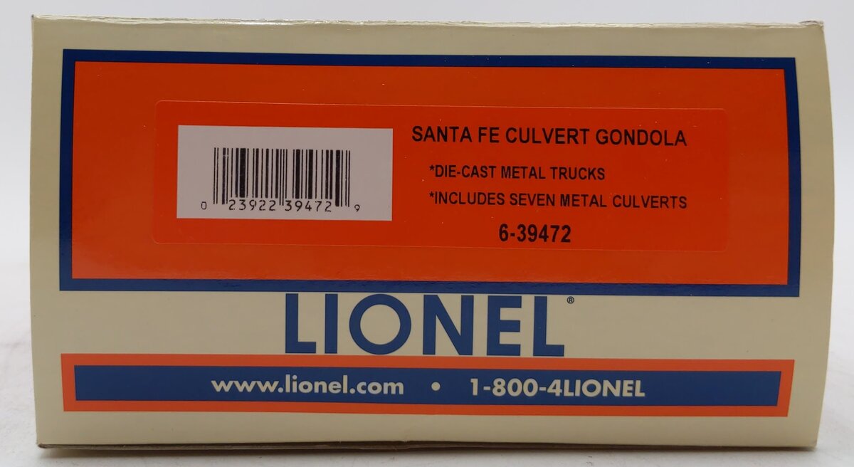 Lionel 6-39472 O Gauge Santa Fe Culvert Gondola