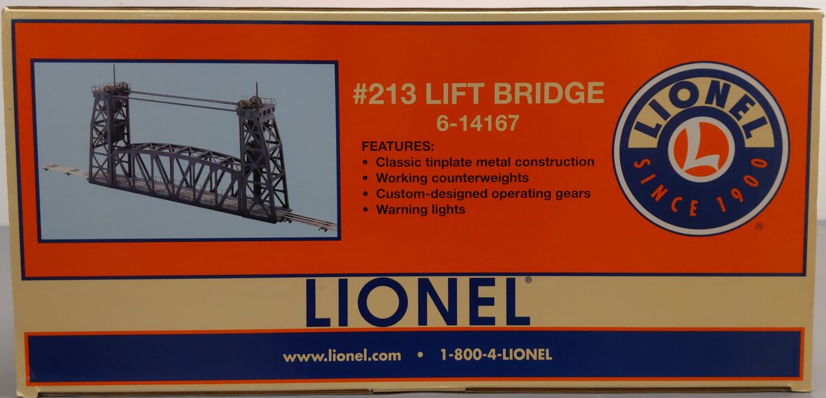 Lionel 6-14167 O Gauge Operating Lift Bridge #213 LN/Box