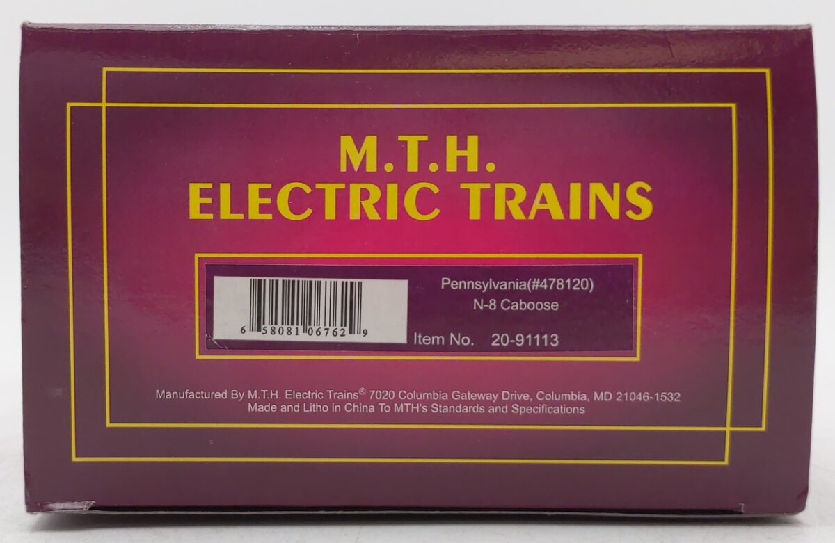 MTH 20-91113 Pennsylvania N-8 Illuminated Caboose #478120 LN/Box