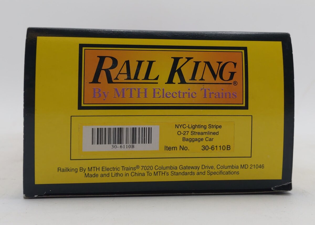 MTH 30-6110B NYC Lighting Stripe O-27 Streamlined Illuminated Baggage Car LN/Box