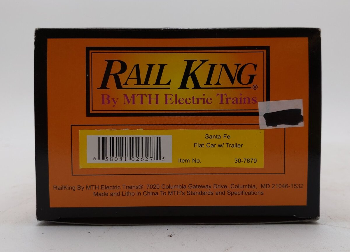 MTH 30-7679 Santa Fe Flatcar w/SF 40' Trailer LN/Box