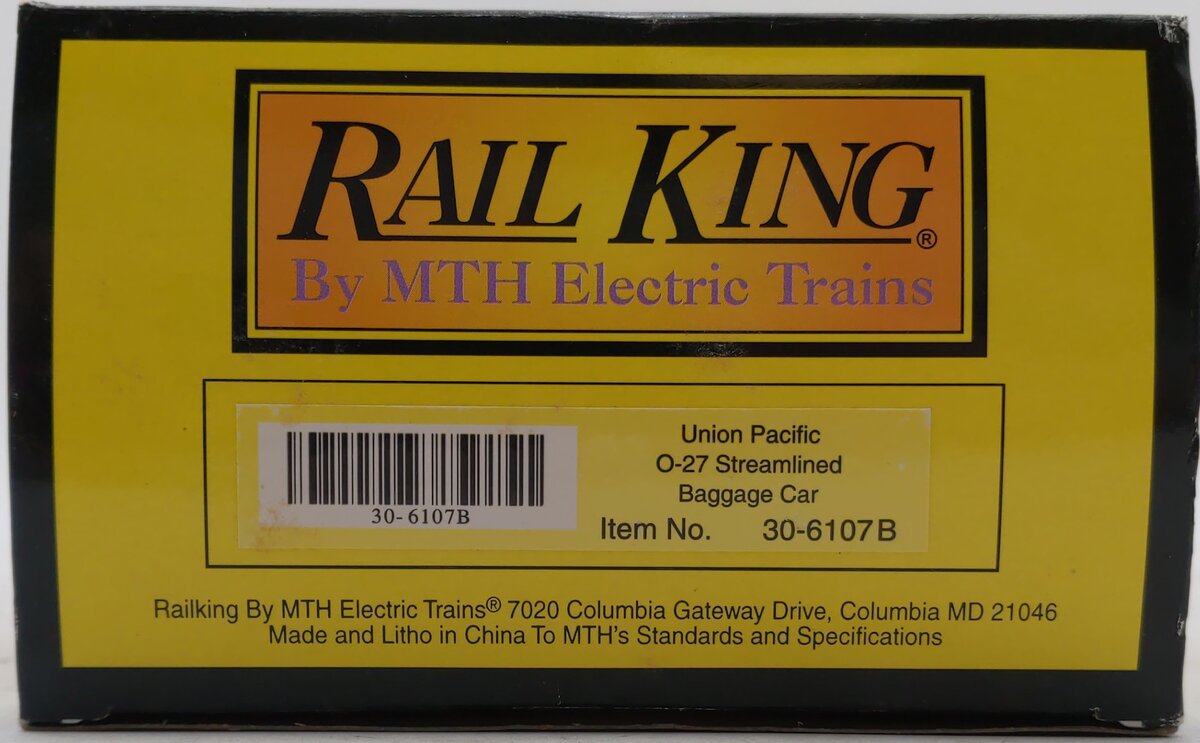 MTH 30-6107B O Gauge Union Pacific Streamlined Baggage Car #100 LN/Box