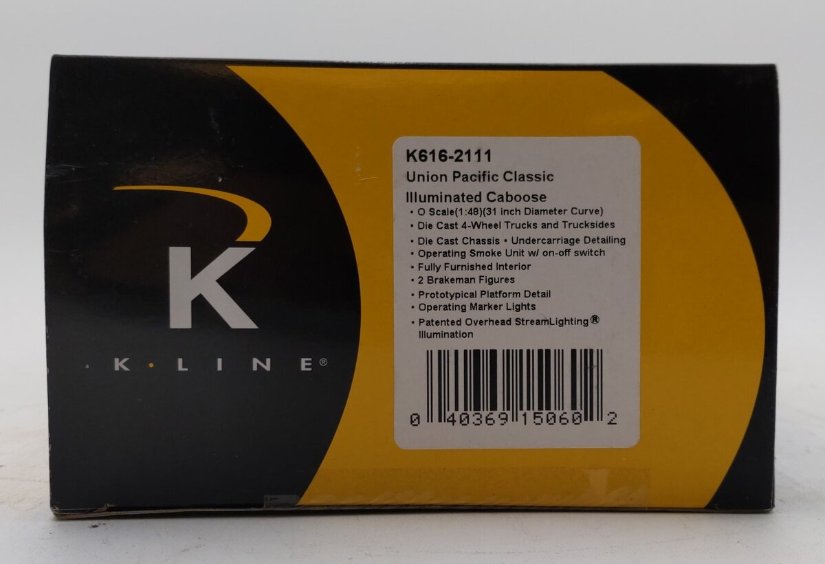K-Line K616-2111 O Gauge Union Pacific Illuminated Caboose #3592 LN/Box