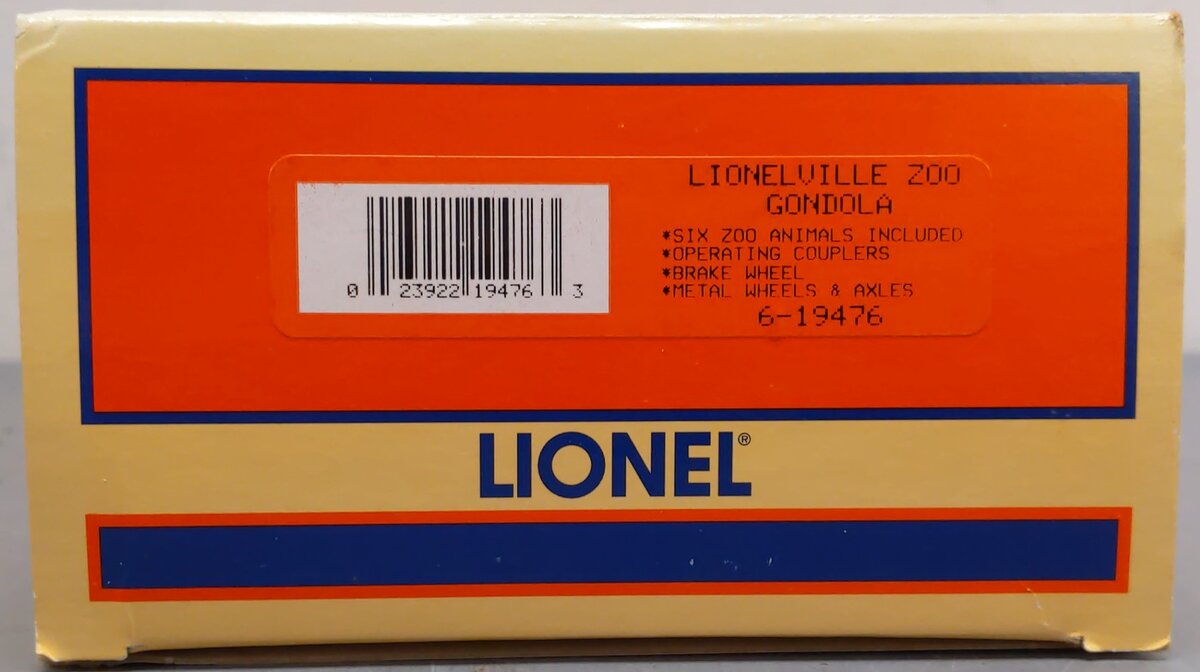 Lionel 6-19476 O Gauge Lionelville Zoo Gondola with Animals