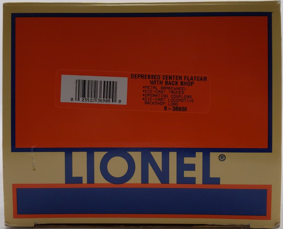 Lionel 6-36900 O Gauge Depressed Center Flatcar with Backshop Load LN/Box