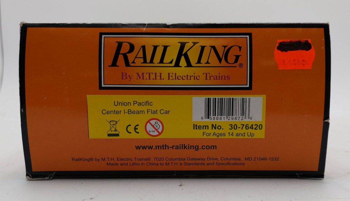 MTH 30-76420 O Gauge Union Pacific Center I-Beam Flatcar #156286