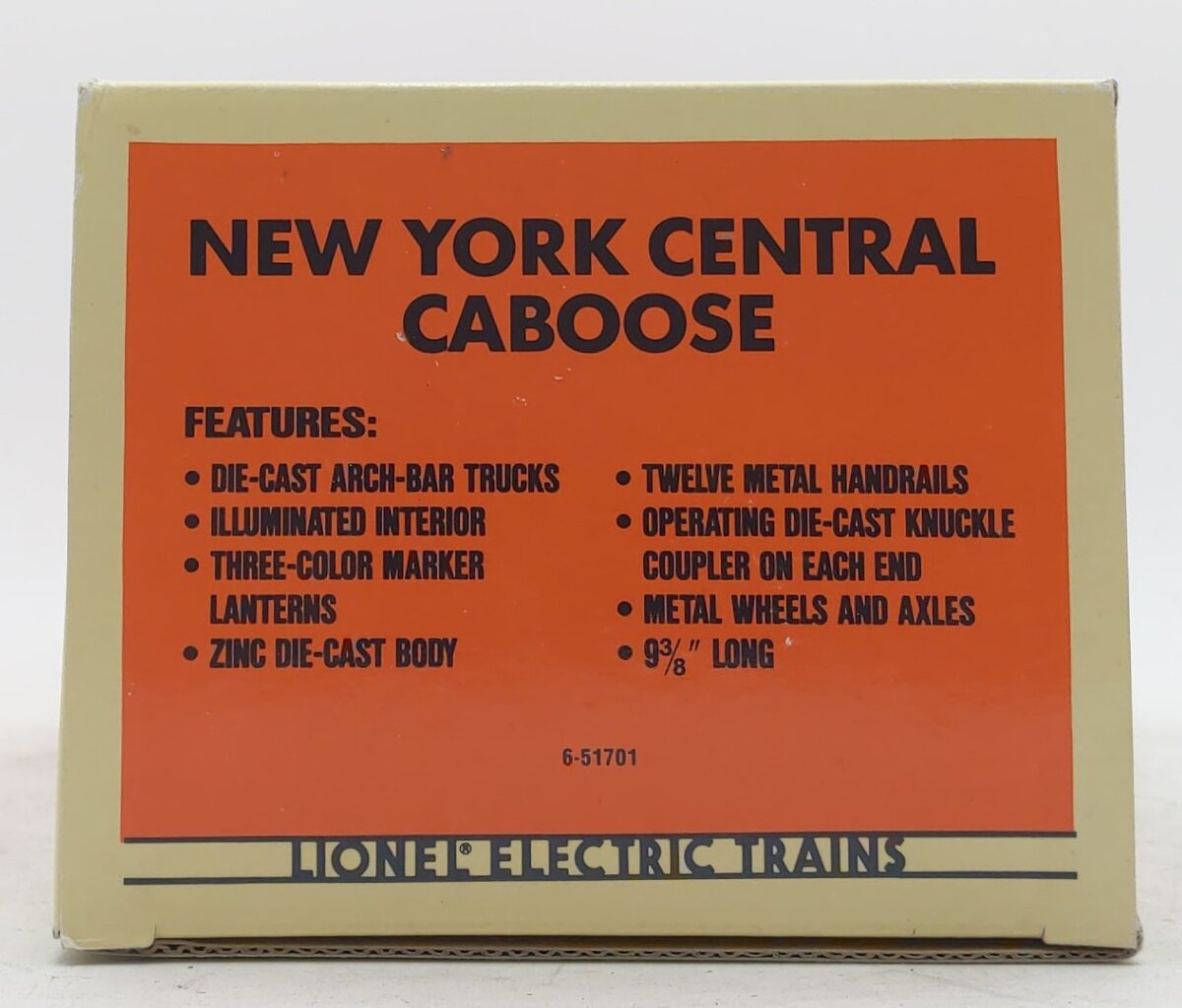 Lionel 6-51701 O Gauge New York Central Semi-Scale Caboose #19400 LN/Box