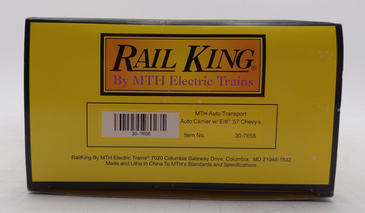 MTH 30-7656 O Gauge MTH Auto Carrier W/ 4 Die-cast 1957 Chevy Automobiles EX/Box
