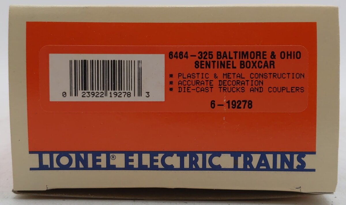 Lionel 6-19278 O Gauge Baltimore & Ohio Sentinel Boxcar #6464325 LN/Box