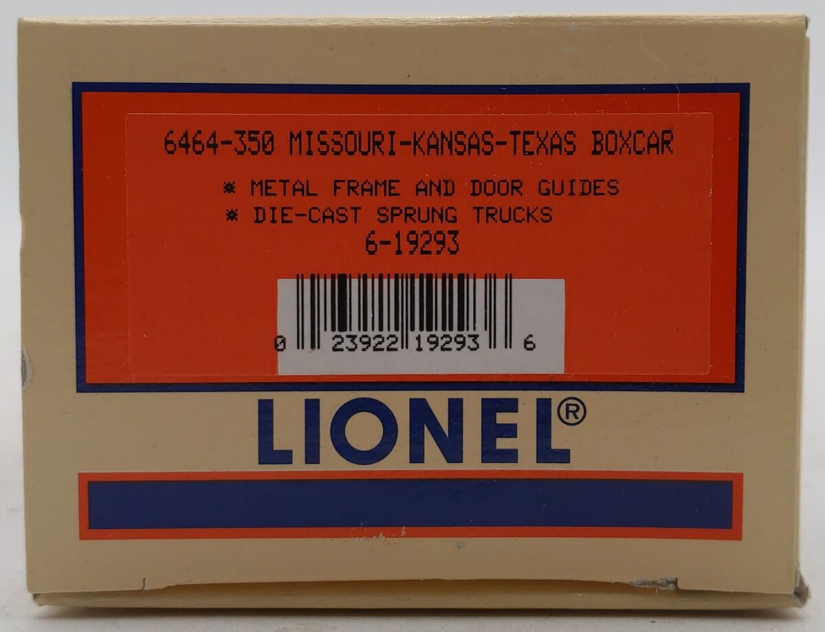 Lionel 6-19293 O Gauge Missouri-Kansas-Texas 6464 Boxcar #350 LN/Box