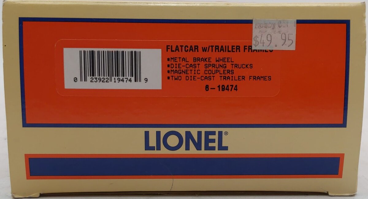 Lionel 6-19474 O Louisville & Nashville Flatcar W/Trailer Frames #6424 NIB