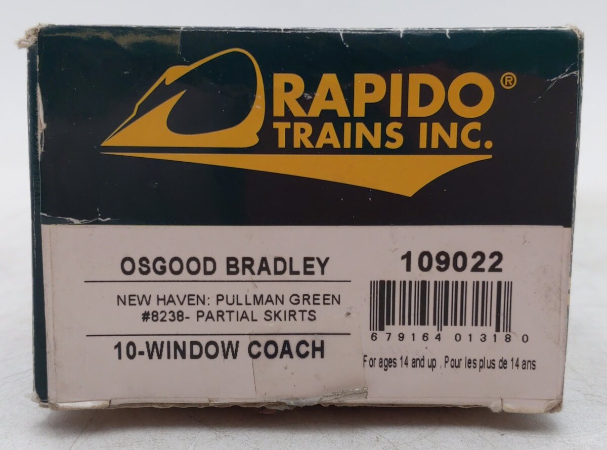Rapido Trains 109022 HO New Haven 10-Window Coach #8238 (Pullman Green)