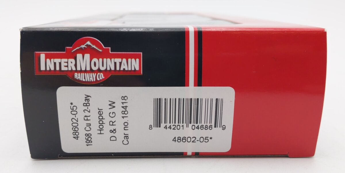 InterMountain 48602-05 HO Scale D&RGW 1958 Cu Ft 2-Bay Hopper Car #18418 LN/Box