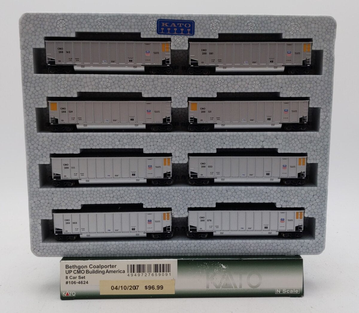 KATO Bethgon Coalporter 8両セット Kato - BethGon Coalporter w/Removable Coal Load - 8-Car Set