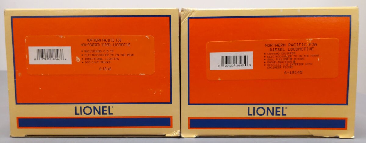 Lionel 6-18147 O Gauge Northern Pacific F3 AB Diesel Locomotive Set #2390A/2390C MT/Box