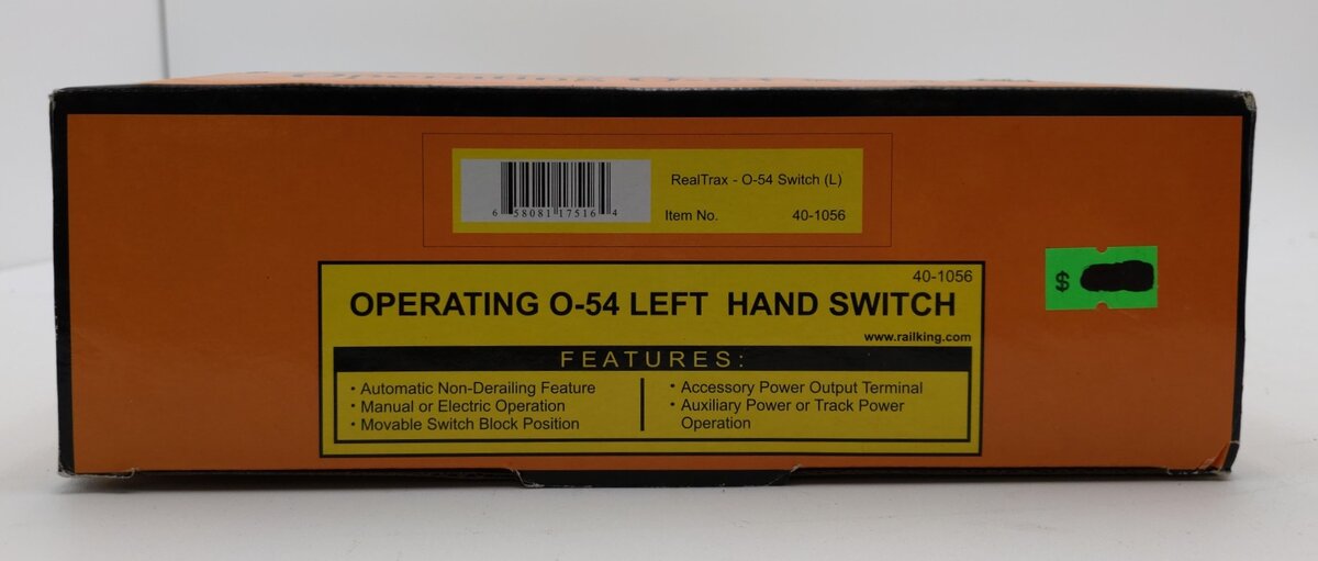 MTH 40-1056 O54 RealTrax Nickel Silver Left Hand Remote Switch Turnout