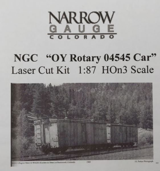 Narrow Gauge Colorado 04545 HOn3 Scale OY Rotary Car Laser Cut Kit
